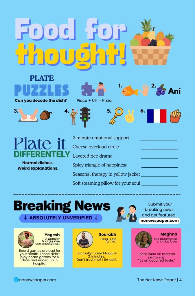 Food for thought — plate puzzles and breaking news