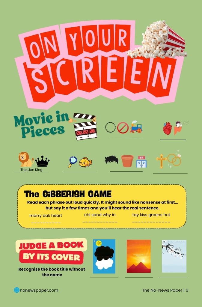 On your screen — movie in pieces and gibberish game