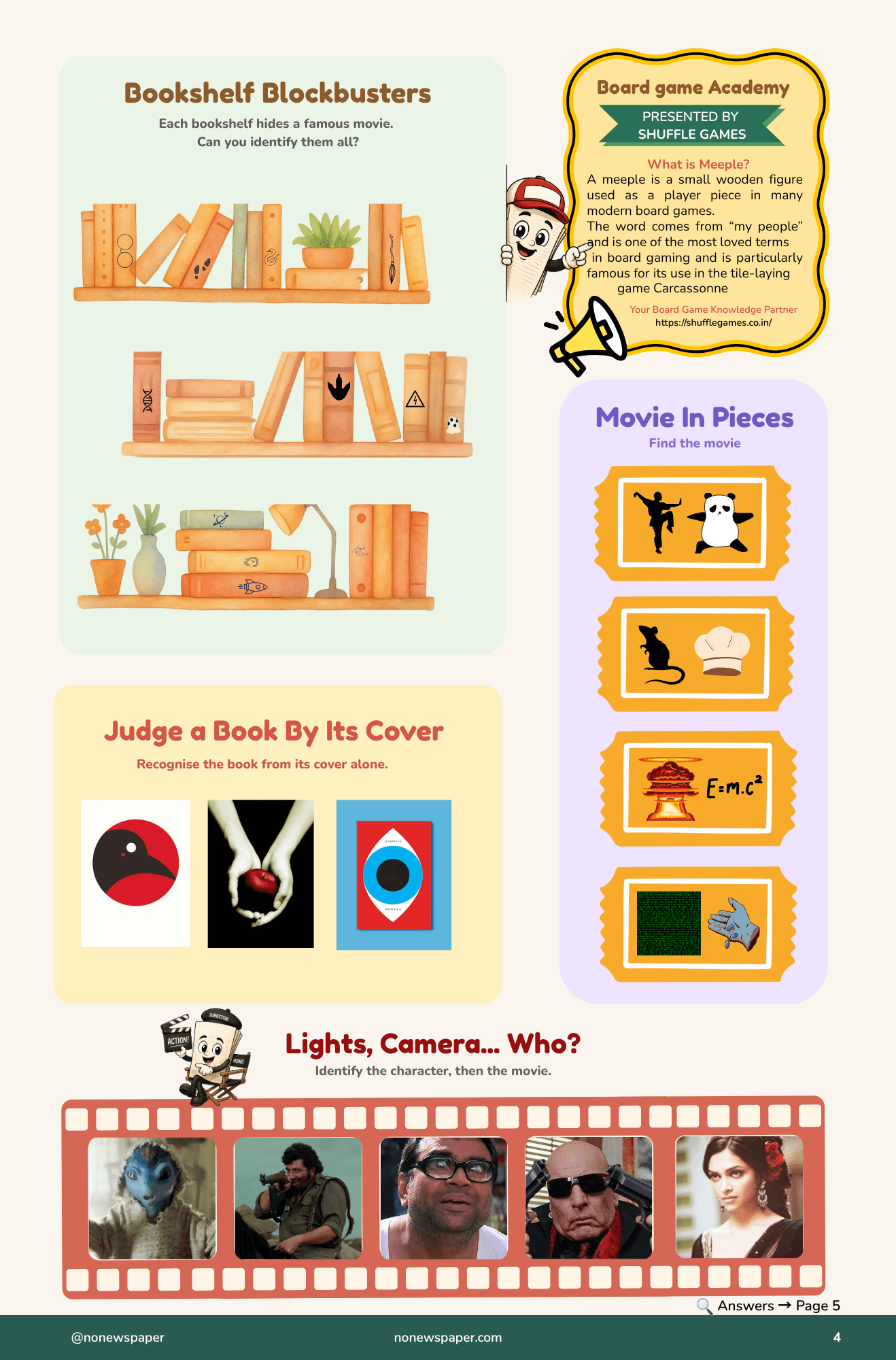 Bookshelf Blockbusters, movie in pieces, and Bollywood film strip