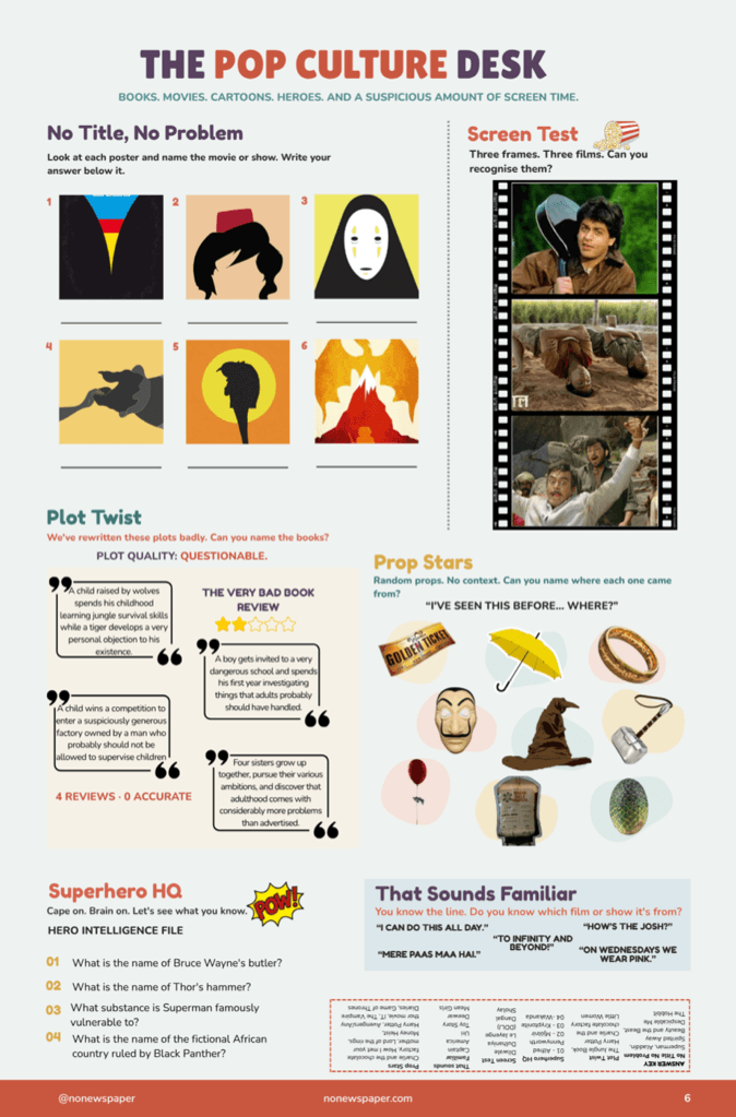 Poster quiz, Bollywood screen test, prop stars, and hero trivia