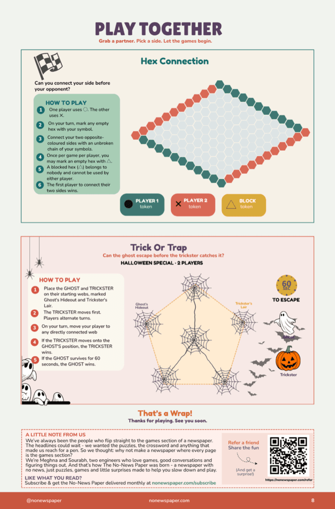Play Together — Hex Connection and Trick Or Trap Halloween two-player games