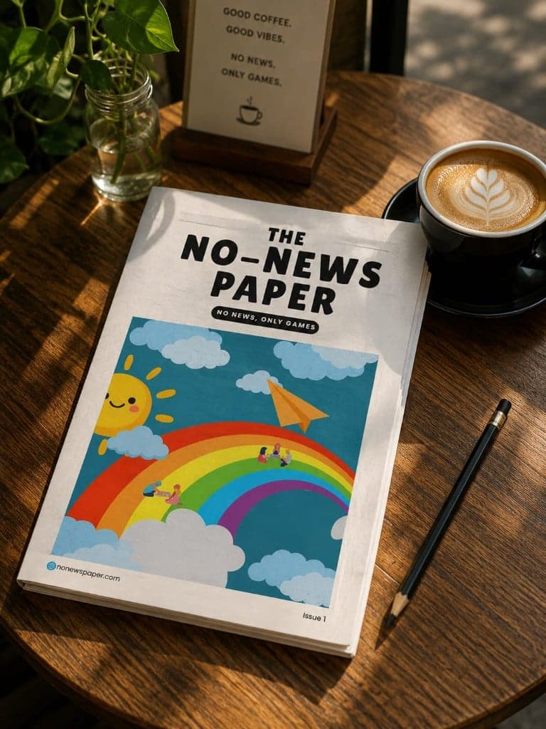 The No-News Paper on a café table with coffee